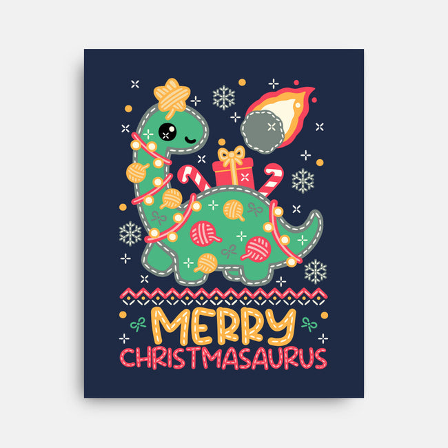 Merry Christmasaurus-None-Stretched-Canvas-NemiMakeit