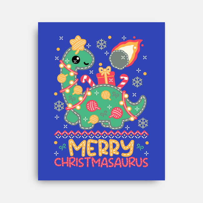 Merry Christmasaurus-None-Stretched-Canvas-NemiMakeit
