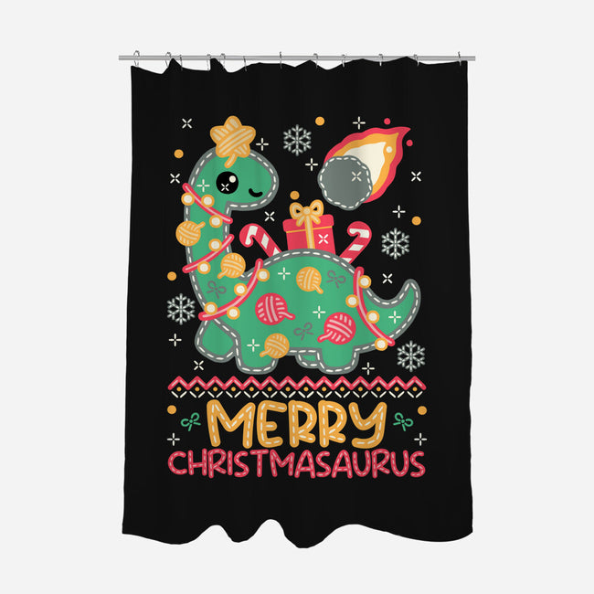 Merry Christmasaurus-None-Polyester-Shower Curtain-NemiMakeit
