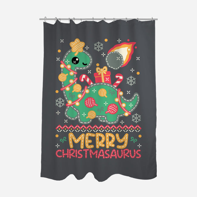 Merry Christmasaurus-None-Polyester-Shower Curtain-NemiMakeit