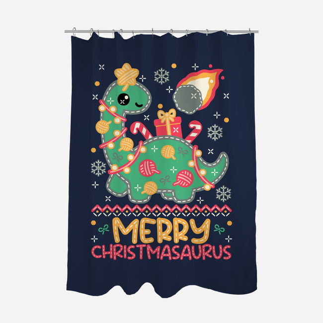 Merry Christmasaurus-None-Polyester-Shower Curtain-NemiMakeit