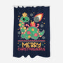 Merry Christmasaurus-None-Polyester-Shower Curtain-NemiMakeit