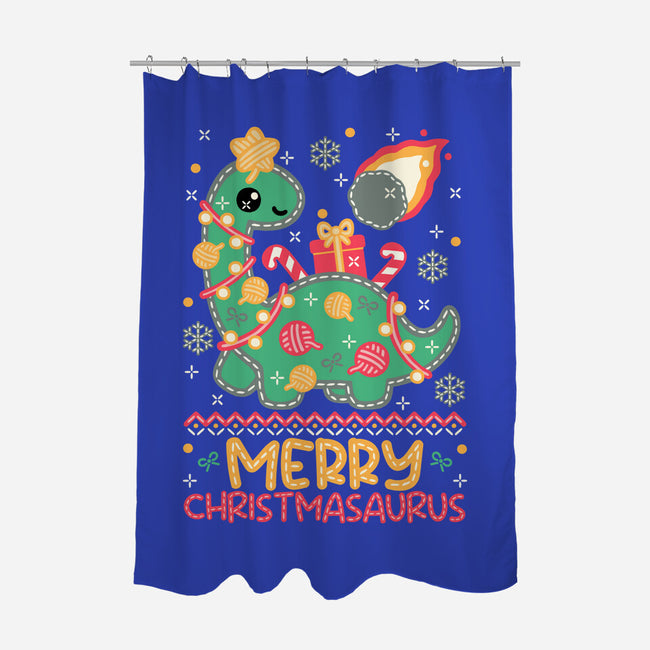 Merry Christmasaurus-None-Polyester-Shower Curtain-NemiMakeit