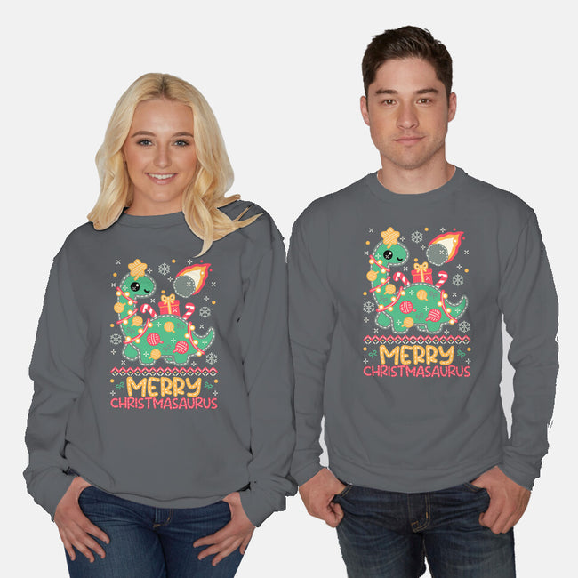 Merry Christmasaurus-Unisex-Crew Neck-Sweatshirt-NemiMakeit