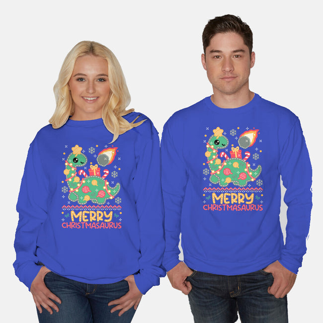 Merry Christmasaurus-Unisex-Crew Neck-Sweatshirt-NemiMakeit
