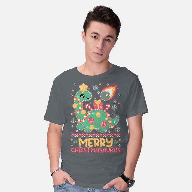 Merry Christmasaurus-Mens-Basic-Tee-NemiMakeit