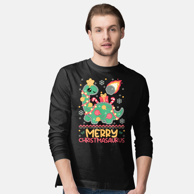 Merry Christmasaurus-Mens-Long Sleeved-Tee-NemiMakeit