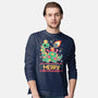 Merry Christmasaurus-Mens-Long Sleeved-Tee-NemiMakeit