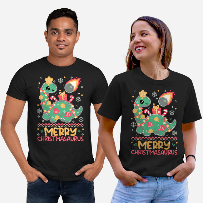 Merry Christmasaurus-Unisex-Basic-Tee-NemiMakeit