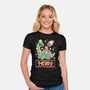Merry Christmasaurus-Womens-Fitted-Tee-NemiMakeit