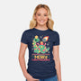 Merry Christmasaurus-Womens-Fitted-Tee-NemiMakeit