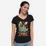 Merry Christmasaurus-Womens-V-Neck-Tee-NemiMakeit