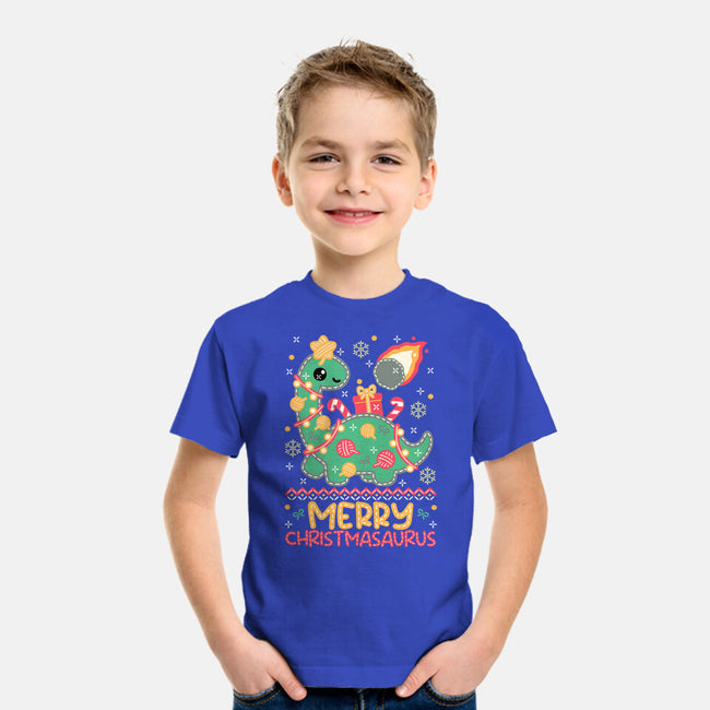 Merry Christmasaurus-Youth-Basic-Tee-NemiMakeit