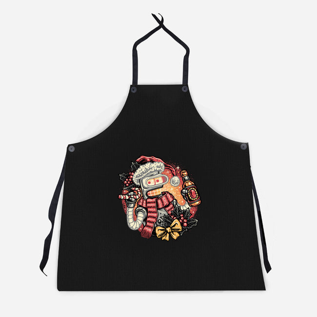 Happy Holidays Humans-Unisex-Kitchen-Apron-glitchygorilla