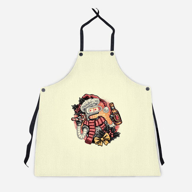Happy Holidays Humans-Unisex-Kitchen-Apron-glitchygorilla