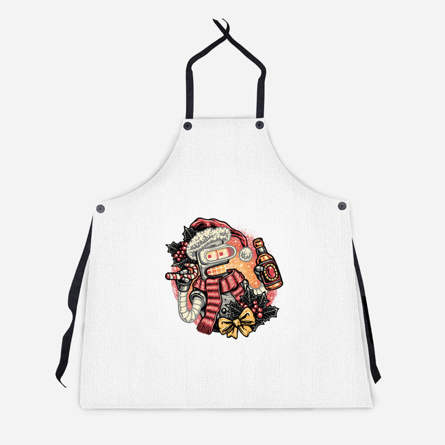 Happy Holidays Humans-Unisex-Kitchen-Apron-glitchygorilla