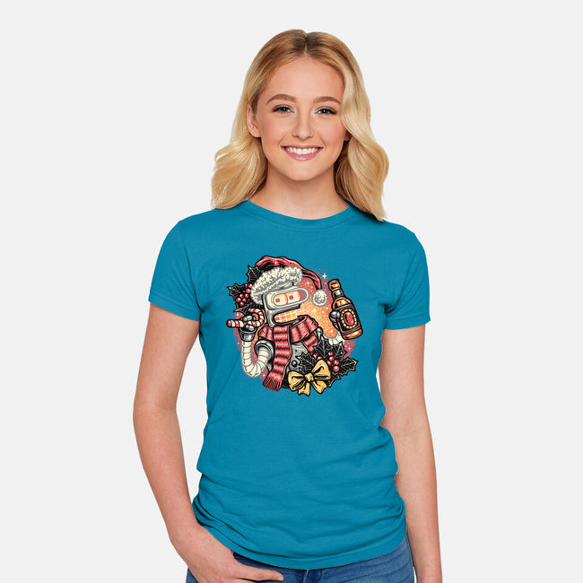 Happy Holidays Humans-Womens-Fitted-Tee-glitchygorilla