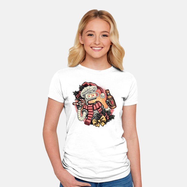 Happy Holidays Humans-Womens-Fitted-Tee-glitchygorilla