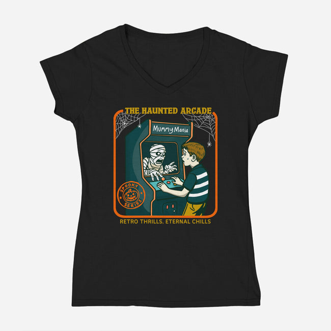 The Haunted Arcade-Womens-V-Neck-Tee-Kimprut