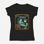 The Haunted Arcade-Womens-V-Neck-Tee-Kimprut
