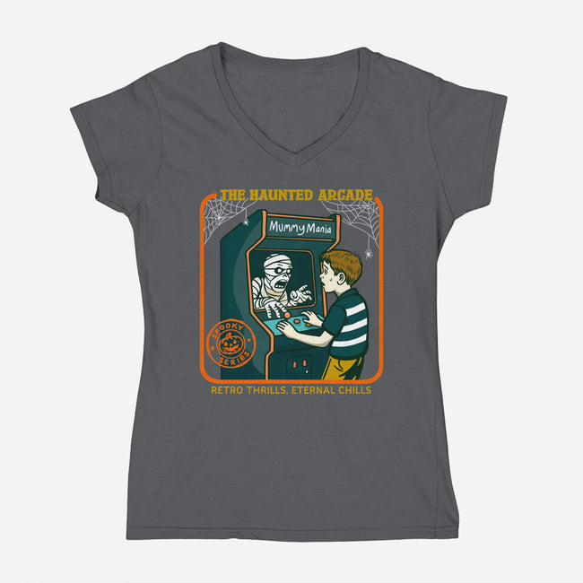 The Haunted Arcade-Womens-V-Neck-Tee-Kimprut