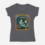 The Haunted Arcade-Womens-V-Neck-Tee-Kimprut