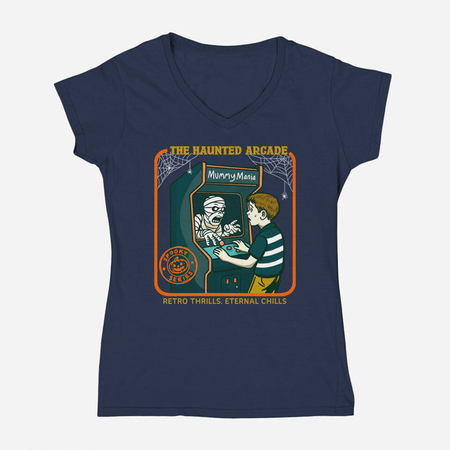The Haunted Arcade-Womens-V-Neck-Tee-Kimprut