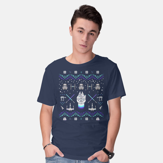Christmas Space Opera-Mens-Basic-Tee-rocketman_art