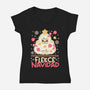 Fleece Navidad Ugly Sweater-Womens-V-Neck-Tee-NemiMakeit