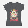 Fleece Navidad Ugly Sweater-Womens-V-Neck-Tee-NemiMakeit