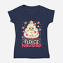 Fleece Navidad Ugly Sweater-Womens-V-Neck-Tee-NemiMakeit