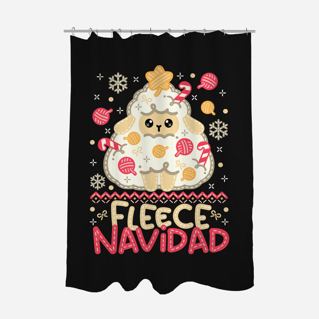 Fleece Navidad Ugly Sweater-None-Polyester-Shower Curtain-NemiMakeit