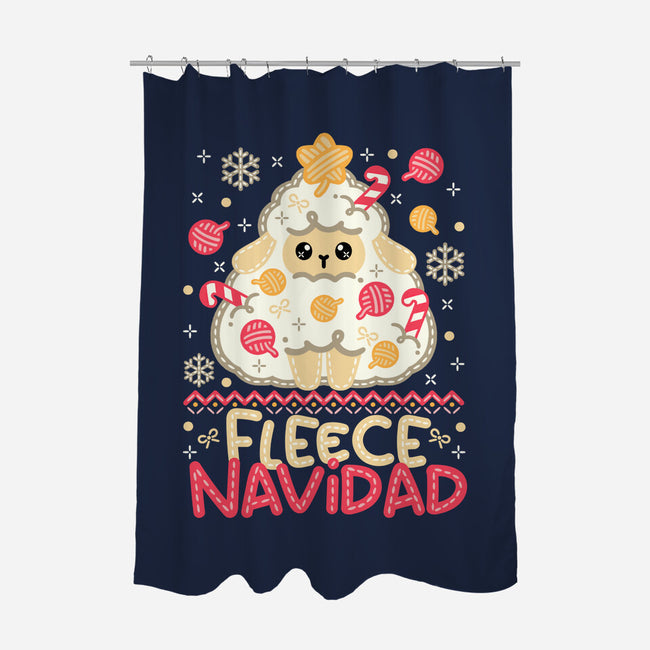 Fleece Navidad Ugly Sweater-None-Polyester-Shower Curtain-NemiMakeit