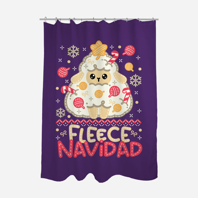 Fleece Navidad Ugly Sweater-None-Polyester-Shower Curtain-NemiMakeit