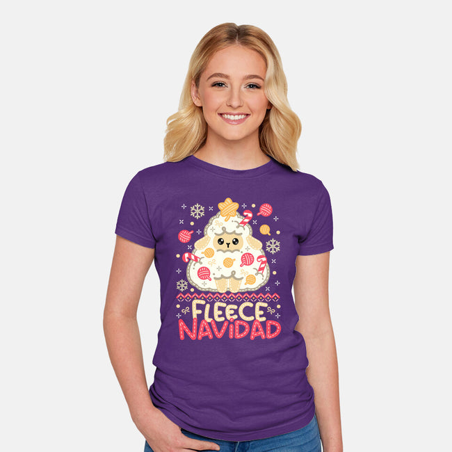 Fleece Navidad Ugly Sweater-Womens-Fitted-Tee-NemiMakeit