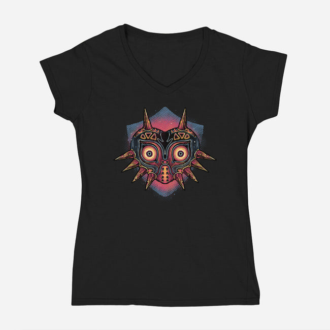 Summon The Moon-Womens-V-Neck-Tee-glitchygorilla