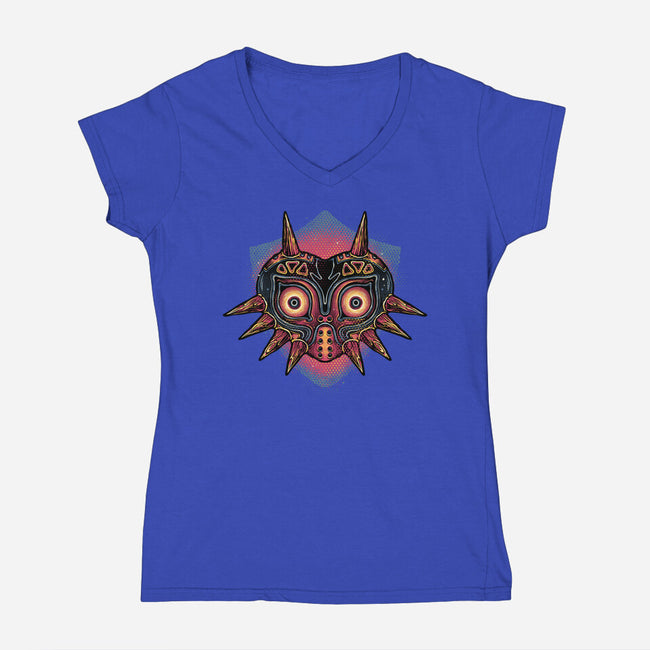 Summon The Moon-Womens-V-Neck-Tee-glitchygorilla