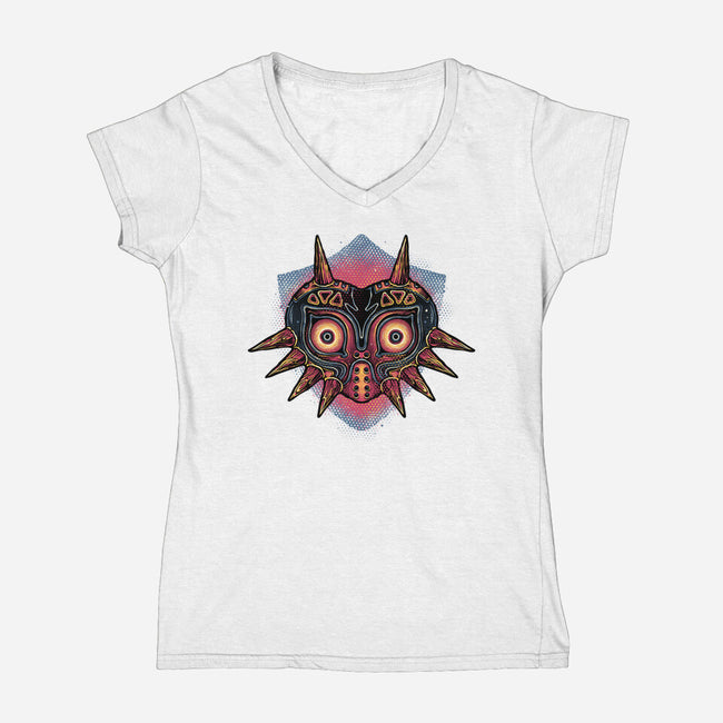 Summon The Moon-Womens-V-Neck-Tee-glitchygorilla