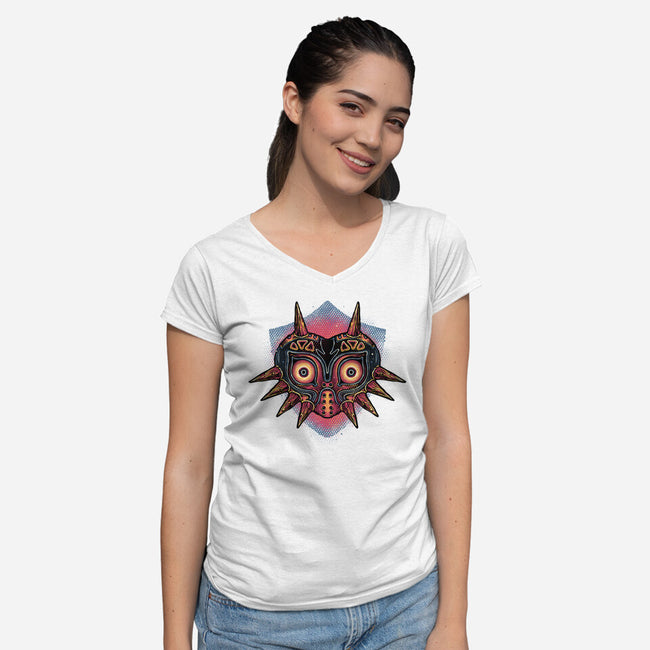 Summon The Moon-Womens-V-Neck-Tee-glitchygorilla