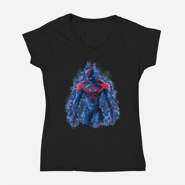Spider Splatter-Womens-V-Neck-Tee-nickzzarto