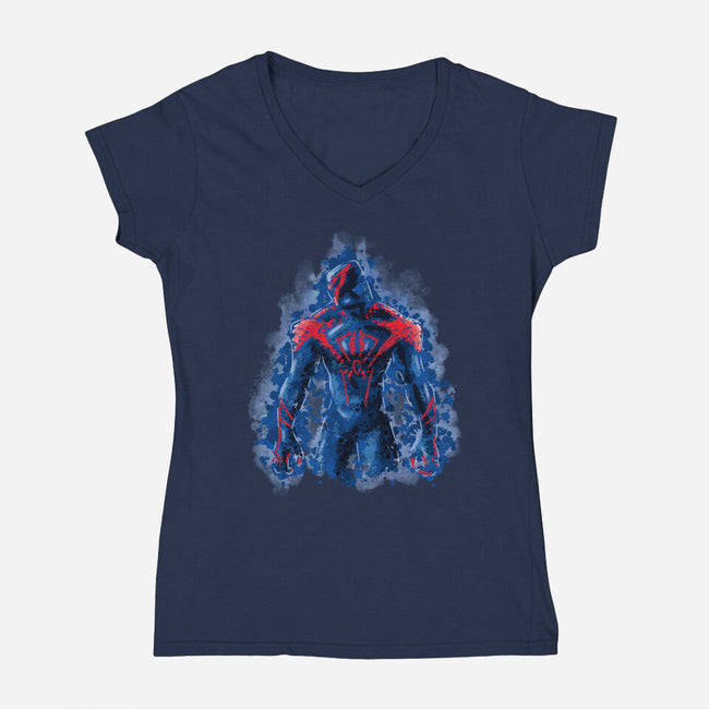 Spider Splatter-Womens-V-Neck-Tee-nickzzarto