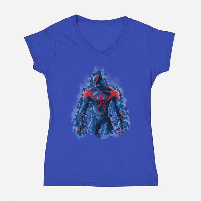 Spider Splatter-Womens-V-Neck-Tee-nickzzarto