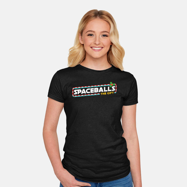 Spaceballs The Gift-Womens-Fitted-Tee-rocketman_art