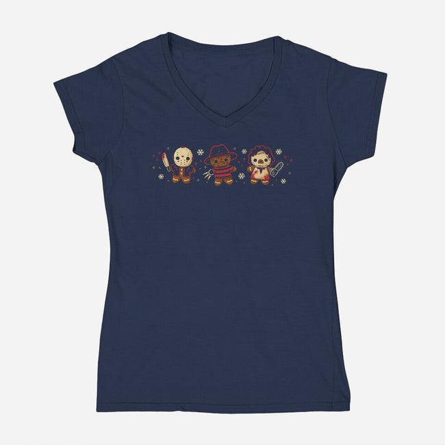 Cute Gingerbread Killers-Womens-V-Neck-Tee-xMorfina
