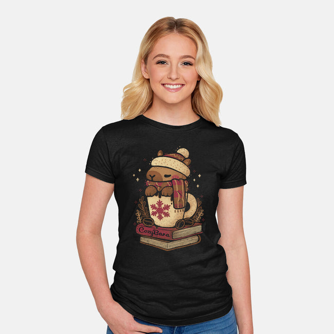 Chilly Cozy Capybara-Womens-Fitted-Tee-xMorfina
