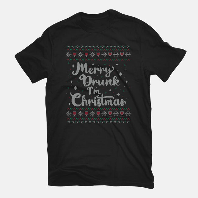 Merry Drunk Im Christmas-Womens-Fitted-Tee-xMorfina