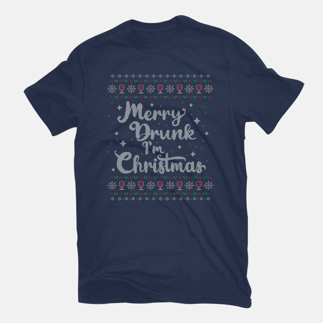 Merry Drunk Im Christmas-Womens-Fitted-Tee-xMorfina