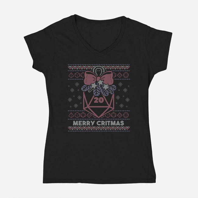 Merry Critmas Ugly Sweater-Womens-V-Neck-Tee-xMorfina