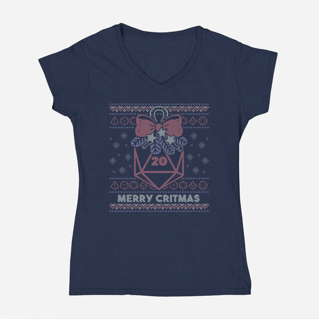 Merry Critmas Ugly Sweater-Womens-V-Neck-Tee-xMorfina