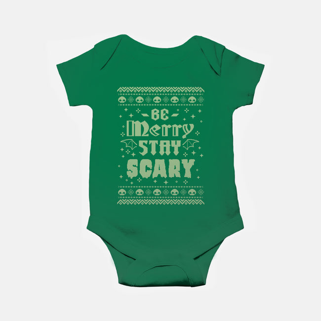 Be Merry Stay Scary Ugly Sweater-Baby-Basic-Onesie-xMorfina